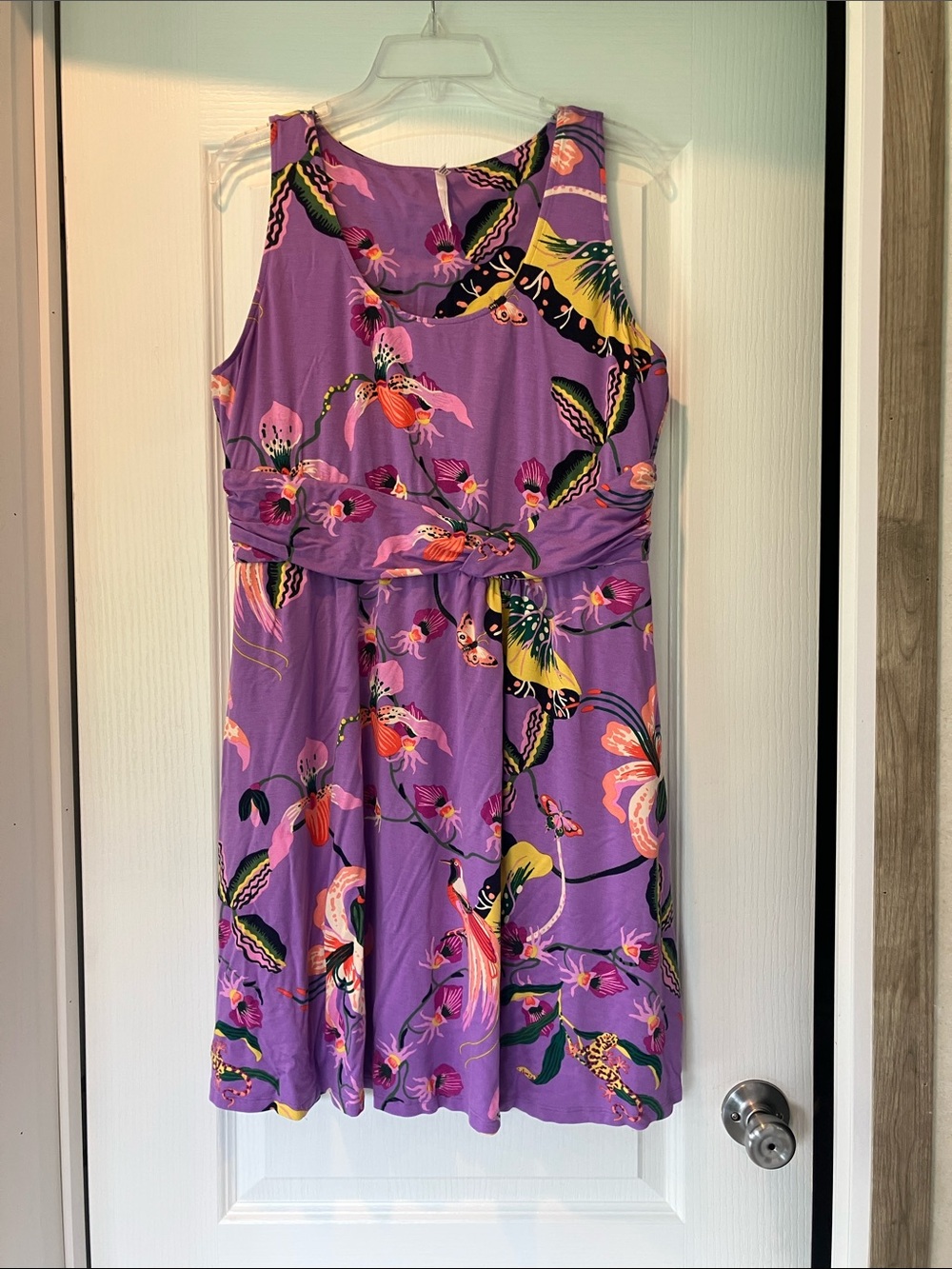 Soma Purple Floral Tie-Front Sleeveless Midi Dress